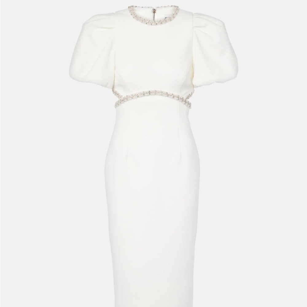 REBECCA VALLANCE Bridal Alicia embellished crêpe midi dress, Size 4